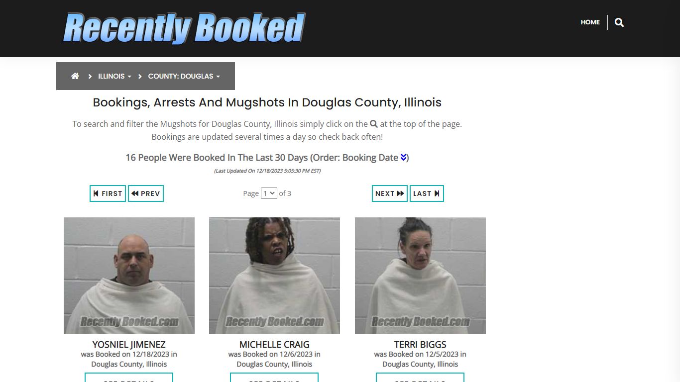 Recent bookings, Arrests, Mugshots in Douglas County, Illinois
